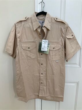 Foxfire Thunder River Gear Short Sleeve Cotton Travel Passport Shirt NWT Large